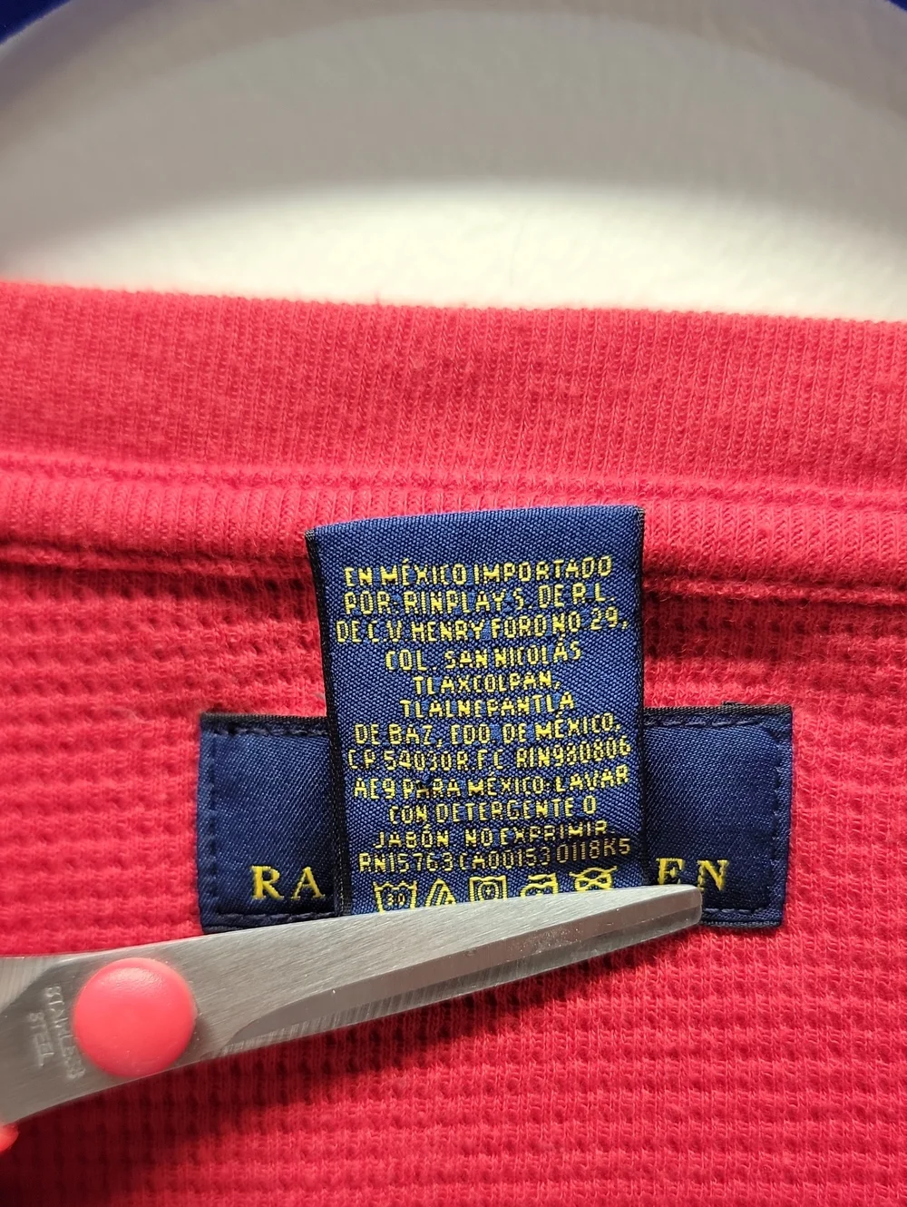 Polo by Ralph Lauren Red V-Neck Sweater with Navy Pony Men's Sz Medium